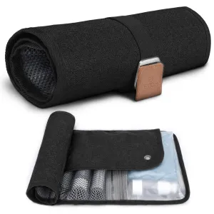 Toiletry Bag for Men, Travel Essentials Travel Toiletry Bag, Water-Resistant Compact Bathroom Roll Organizer for Hygiene, Shaving kit, Valentines Day Gifts for Him (4.Classic Black(Polyster))