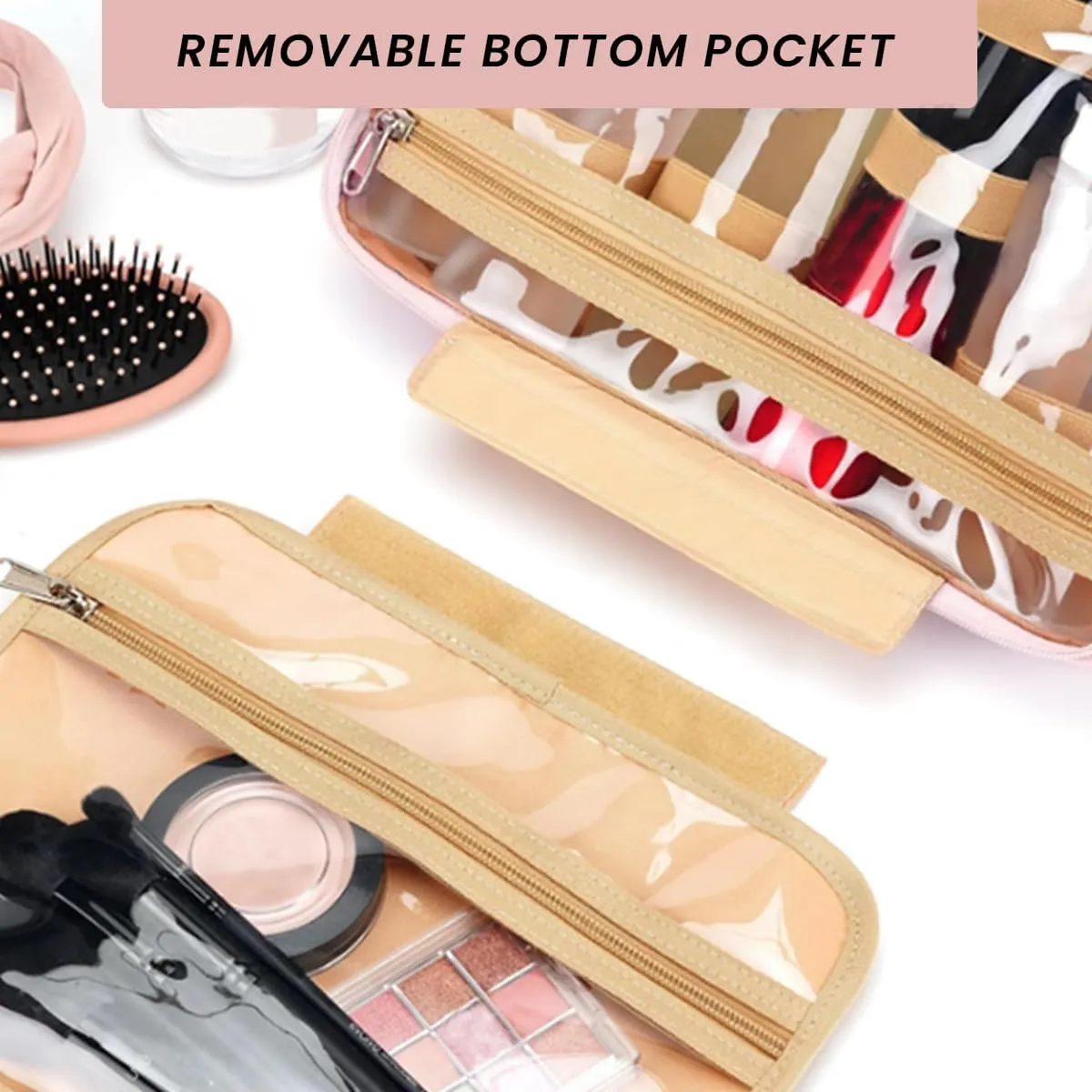 Toiletry Bag for Traveling Women - With Jewelry Organizer Compartment Hanging Toiletry Bag for Women used in Home, Travel, and Cosmetics - Nylon Material with Waterproof Skin (Pink, Medium)