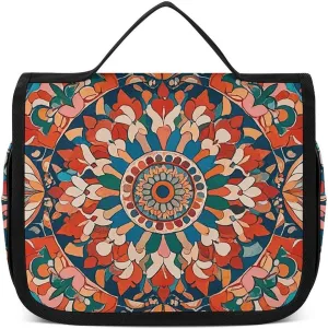 Toiletry Bag for Women Men Complex Floral Patterns Makeup Bag with Hanging Hook Waterproof Bathroom Cosmetic Bag Large Capacity Travel Bag for Toiletries Accessories