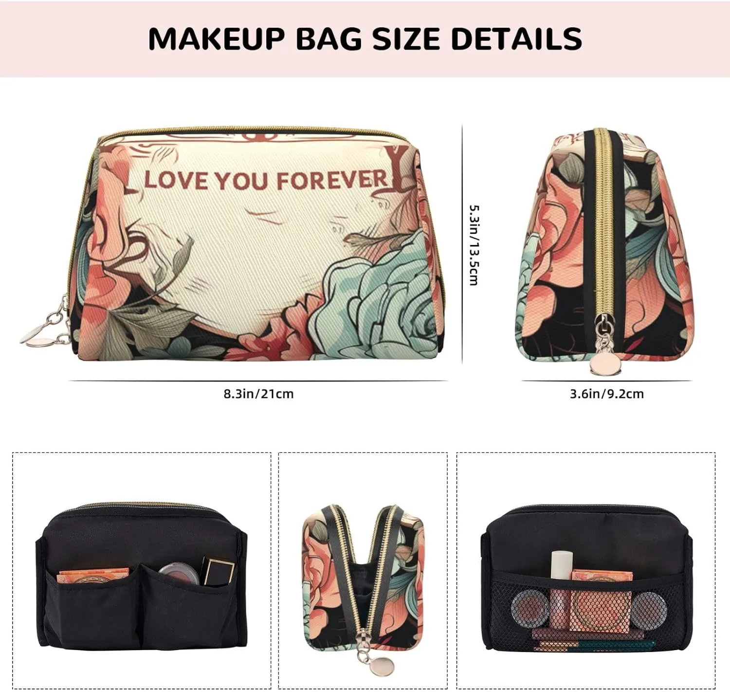 Toiletry Bag for Women Men Dopp Kit Travel Makeup Bag Love You Forever Make Up Organizers Cosmetic Bag