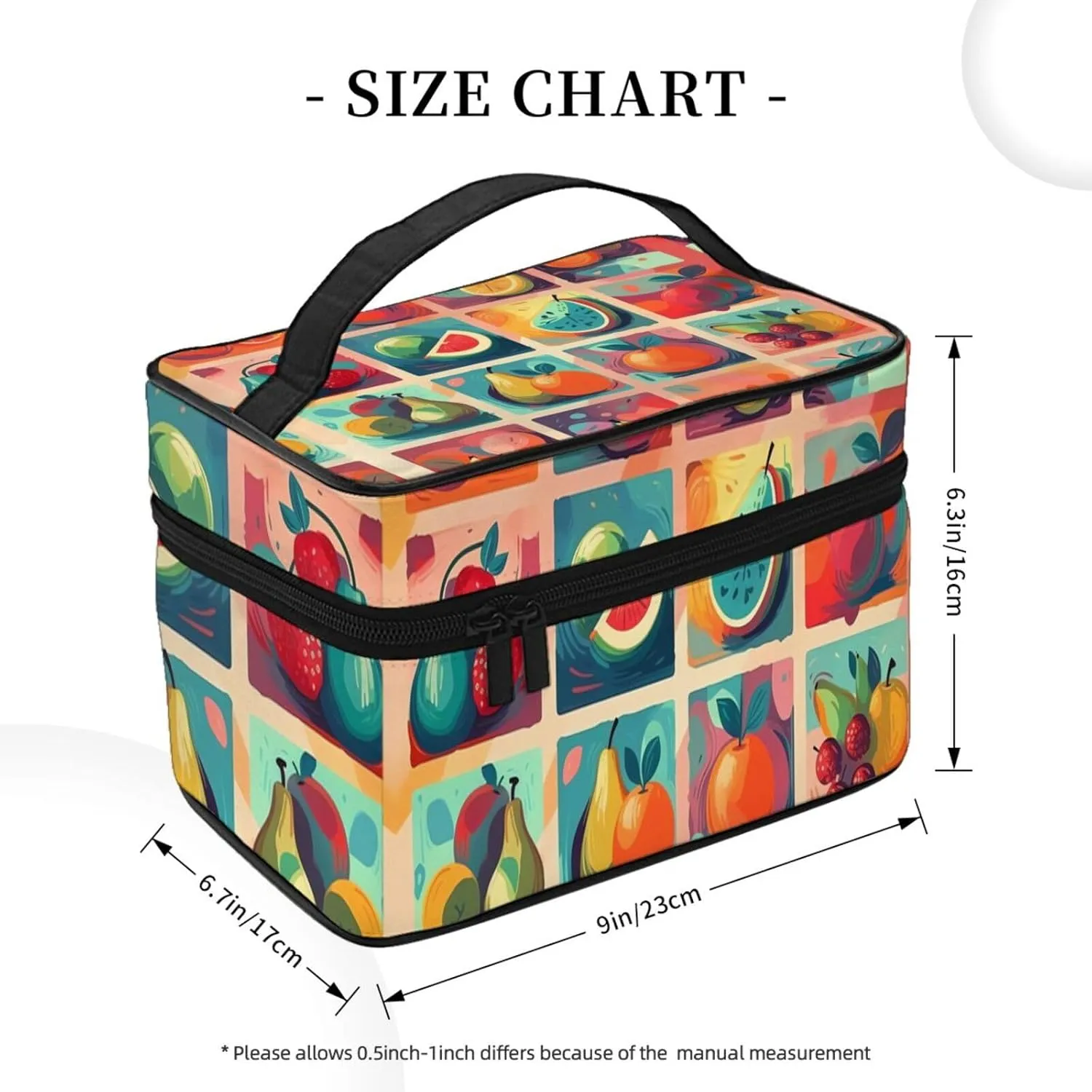 Toiletry Bag for Women Men Dopp Kit Travel Makeup Bag Make Up Organizers Cosmetic Bag Hand drawn various fruits Hanging Toiletry Bag Shaving Bag with Large Capacity for Travel