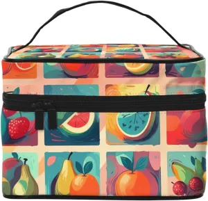 Toiletry Bag for Women Men Dopp Kit Travel Makeup Bag Make Up Organizers Cosmetic Bag Hand drawn various fruits Hanging Toiletry Bag Shaving Bag with Large Capacity for Travel