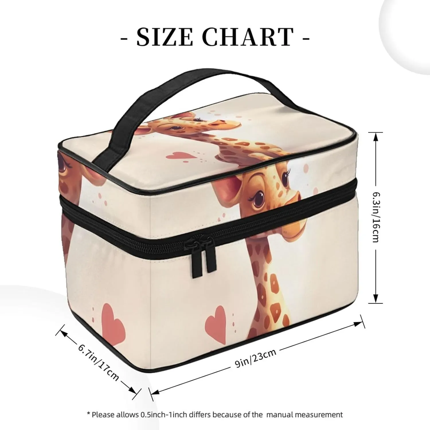 Toiletry Bag for Women Men Dopp Kit Travel Makeup Bag Make Up Organizers Cosmetic Bag Heart Shape and Giraffe Hanging Toiletry Bag Shaving Bag with Large Capacity for Travel