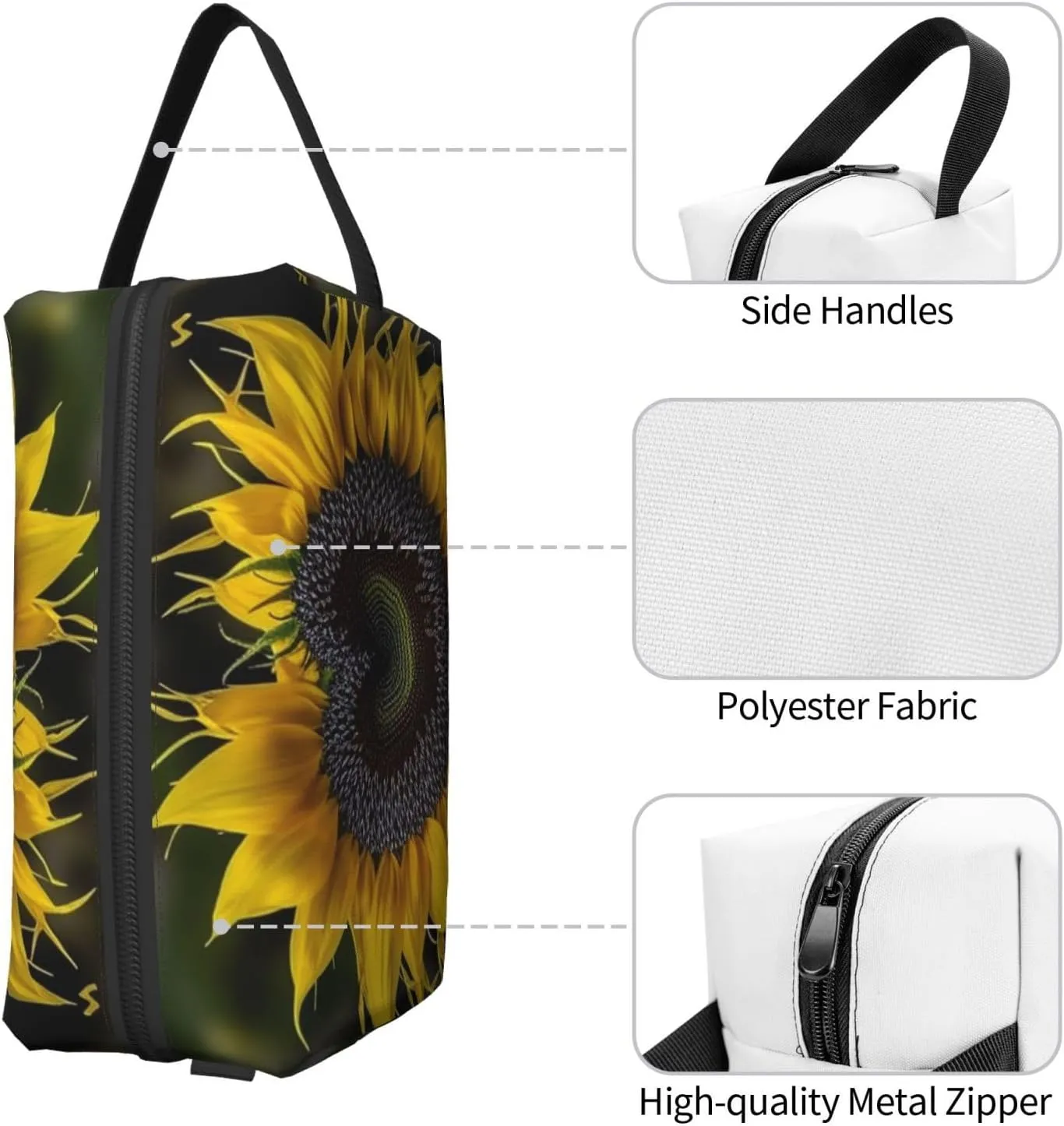 Toiletry Bag for Women Men Dopp Kit Travel Makeup Bag Make Up Organizers Cosmetic Bag Heart shaped sunflower Hanging Toiletry Bag Shaving Bag with Large Capacity for Travel