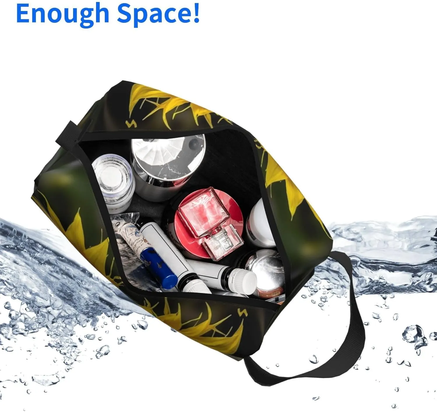 Toiletry Bag for Women Men Dopp Kit Travel Makeup Bag Make Up Organizers Cosmetic Bag Heart shaped sunflower Hanging Toiletry Bag Shaving Bag with Large Capacity for Travel