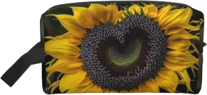 Toiletry Bag for Women Men Dopp Kit Travel Makeup Bag Make Up Organizers Cosmetic Bag Heart shaped sunflower Hanging Toiletry Bag Shaving Bag with Large Capacity for Travel