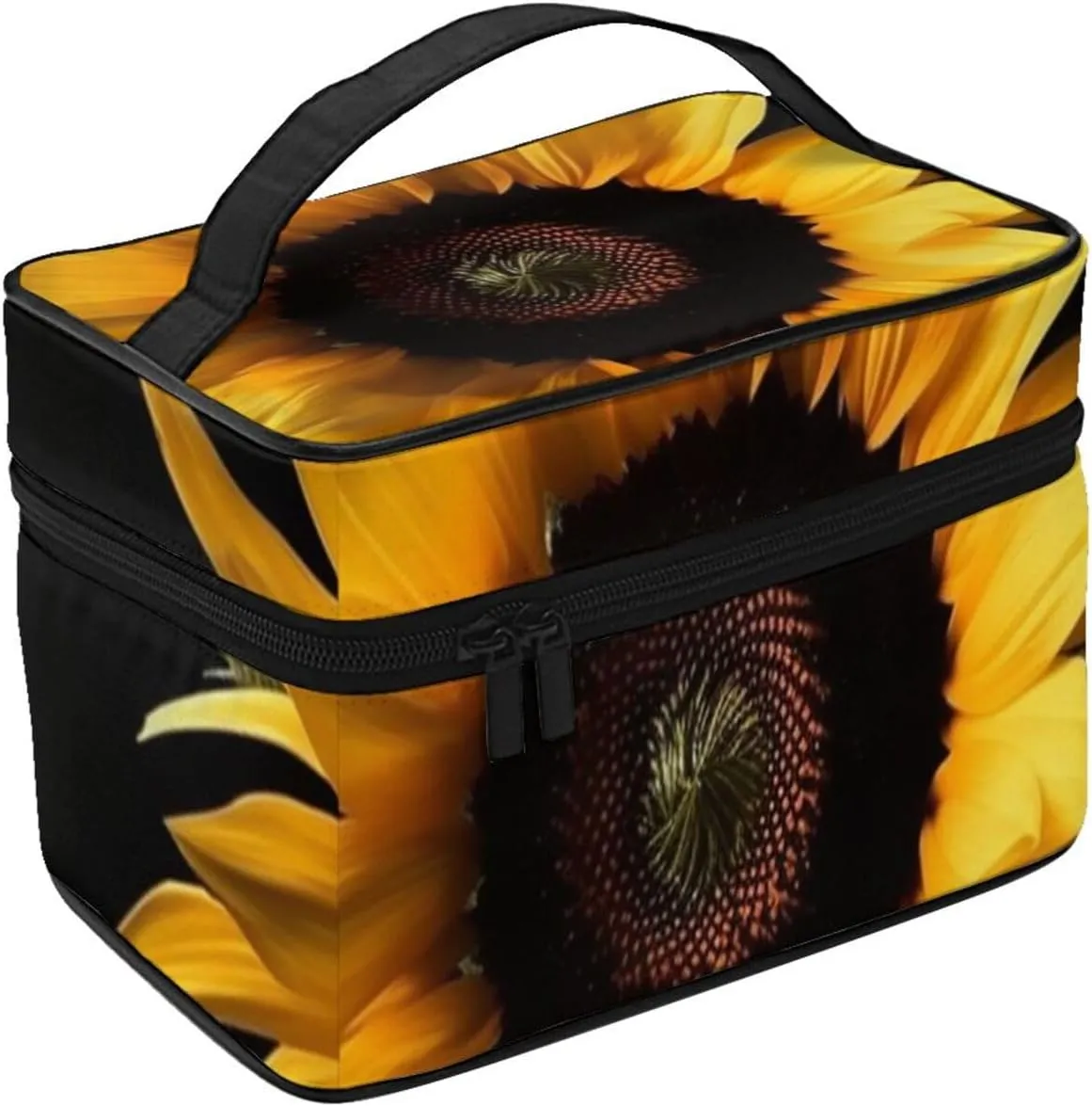 Toiletry Bag for Women Men Dopp Kit Travel Makeup Bag Make Up Organizers Cosmetic Bag Sunflower on Black Background Hanging Toiletry Bag Shaving Bag with Large Capacity for Travel