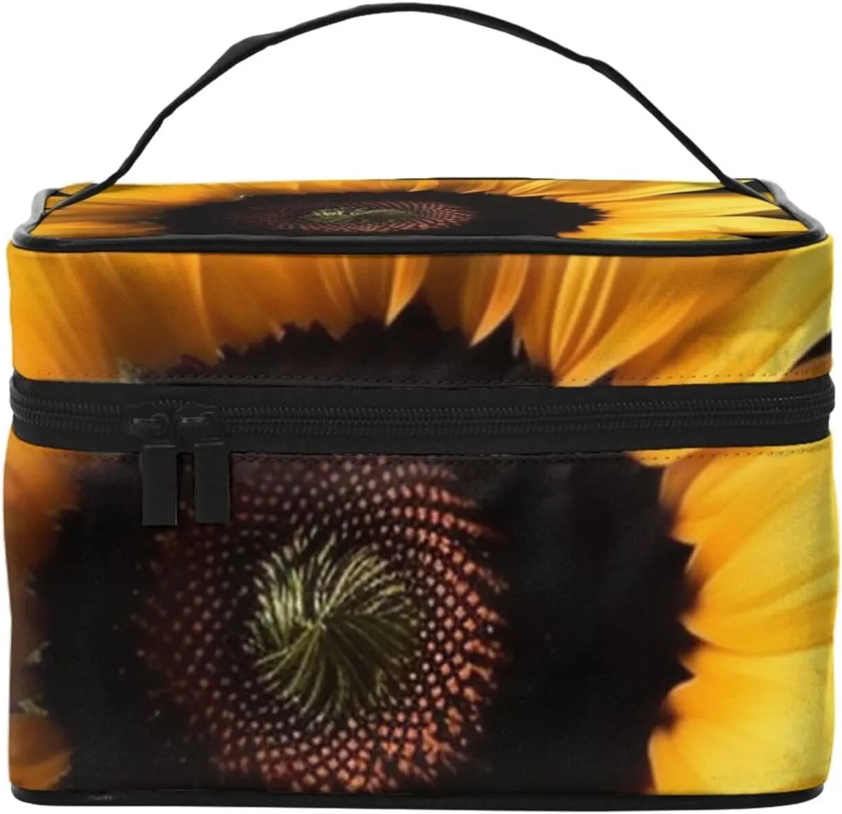 Toiletry Bag for Women Men Dopp Kit Travel Makeup Bag Make Up Organizers Cosmetic Bag Sunflower on Black Background Hanging Toiletry Bag Shaving Bag with Large Capacity for Travel