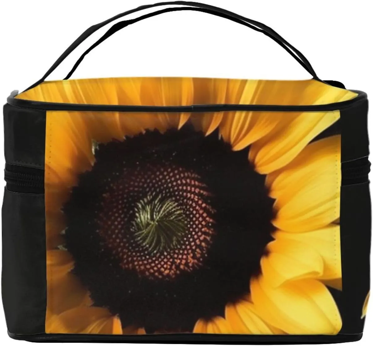 Toiletry Bag for Women Men Dopp Kit Travel Makeup Bag Make Up Organizers Cosmetic Bag Sunflower on Black Background Hanging Toiletry Bag Shaving Bag with Large Capacity for Travel
