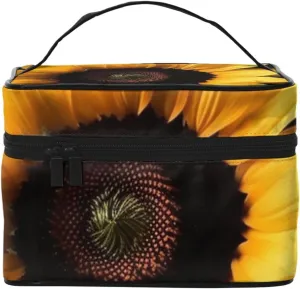 Toiletry Bag for Women Men Dopp Kit Travel Makeup Bag Make Up Organizers Cosmetic Bag Sunflower on Black Background Hanging Toiletry Bag Shaving Bag with Large Capacity for Travel