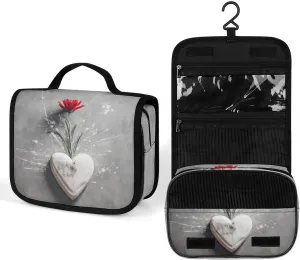 Toiletry Bag for Women,Flowers on Concrete Printed Hanging Travel Toiletry Bag Waterproof Cosmetic Travel Bag for Travel Business Trips Camping Bathroom