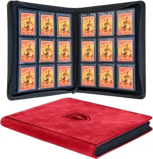 Top Loader Binder - 9 Pocket (3" x 4"), Holds 288 Toploaders | Binder For PKM, TCG & MTG Cards, Hockey Toploader Binder & Card Holder For Sports Cards (Red)