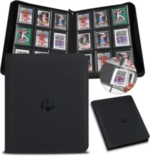 Toploader Binder, HYNANCE 9 Pocket Top Loader Card Binder Top Loader Card Storage Holds 288 Toploaders for Trading Cards 3" x 4" Rigid Card Holders and Sports Cards