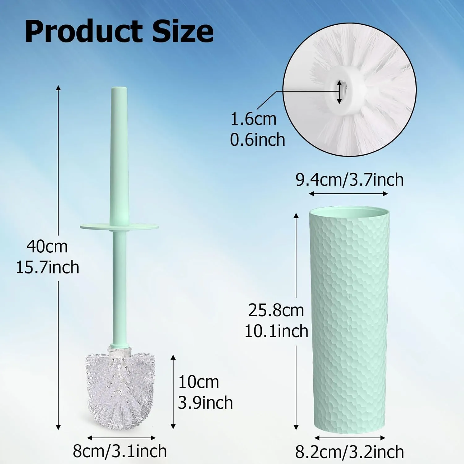 Topsky 2-Pack Closed Toilet Brush Compact Toilet Brush and Holder Plastic Round Barrel Loo Brush with Replacement Toilet Brush Head (Green)