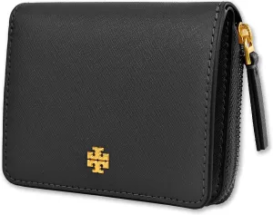 Tory Burch Womens 147606 Saffiano Leather Emerson Zip Around Mini Wallet, (001 Black)
