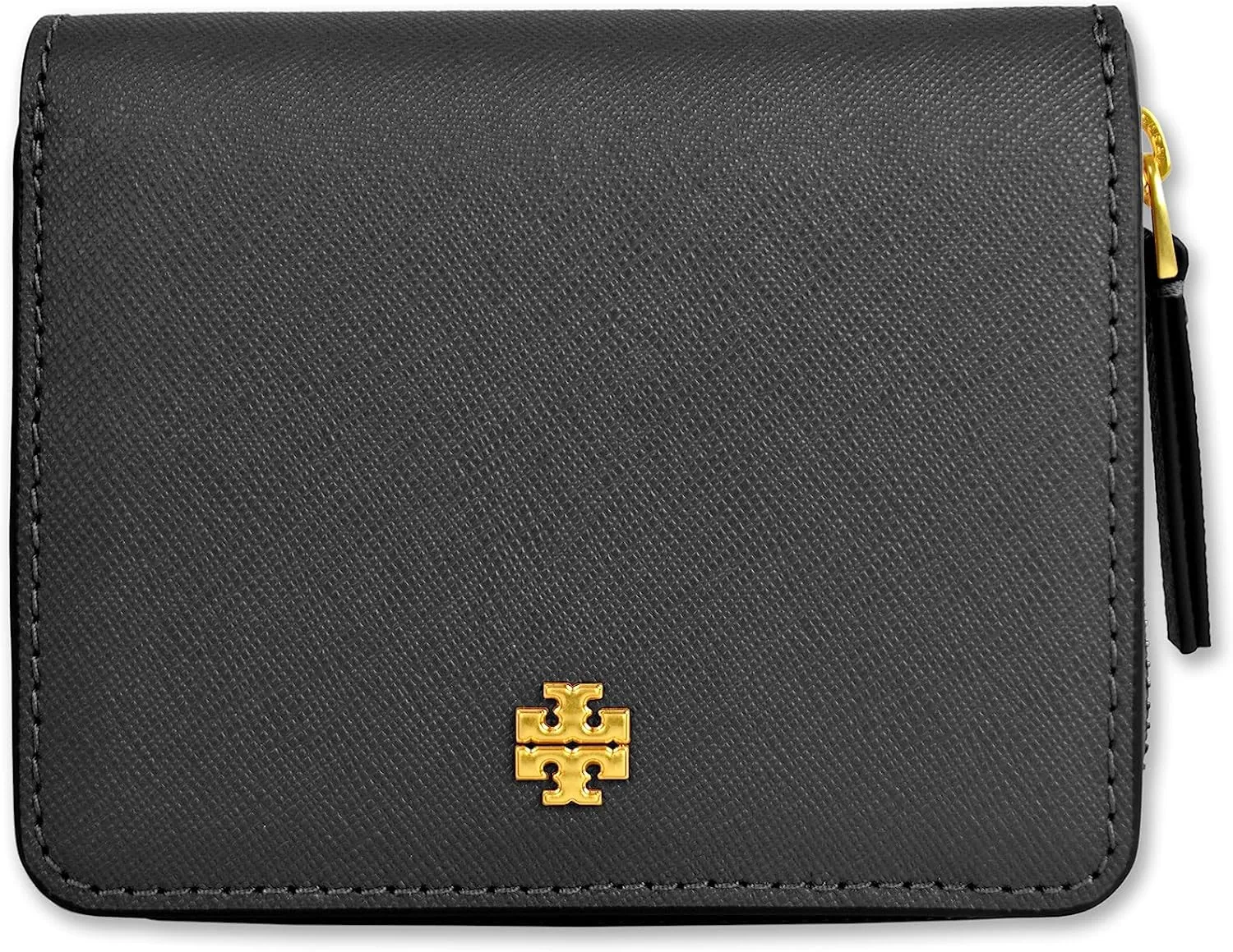 Tory Burch Womens 147606 Saffiano Leather Emerson Zip Around Mini Wallet, (001 Black)