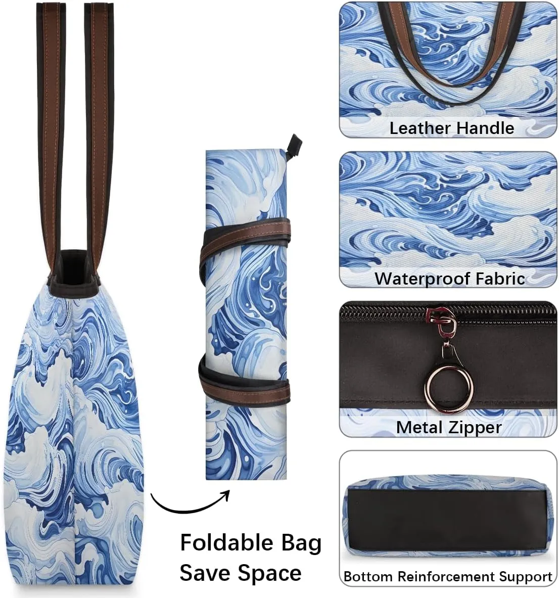 Tote Bag for Women with Zipper Large Capacity Top Handle Casual Shoulder Bag Handbag Reusable Shopping