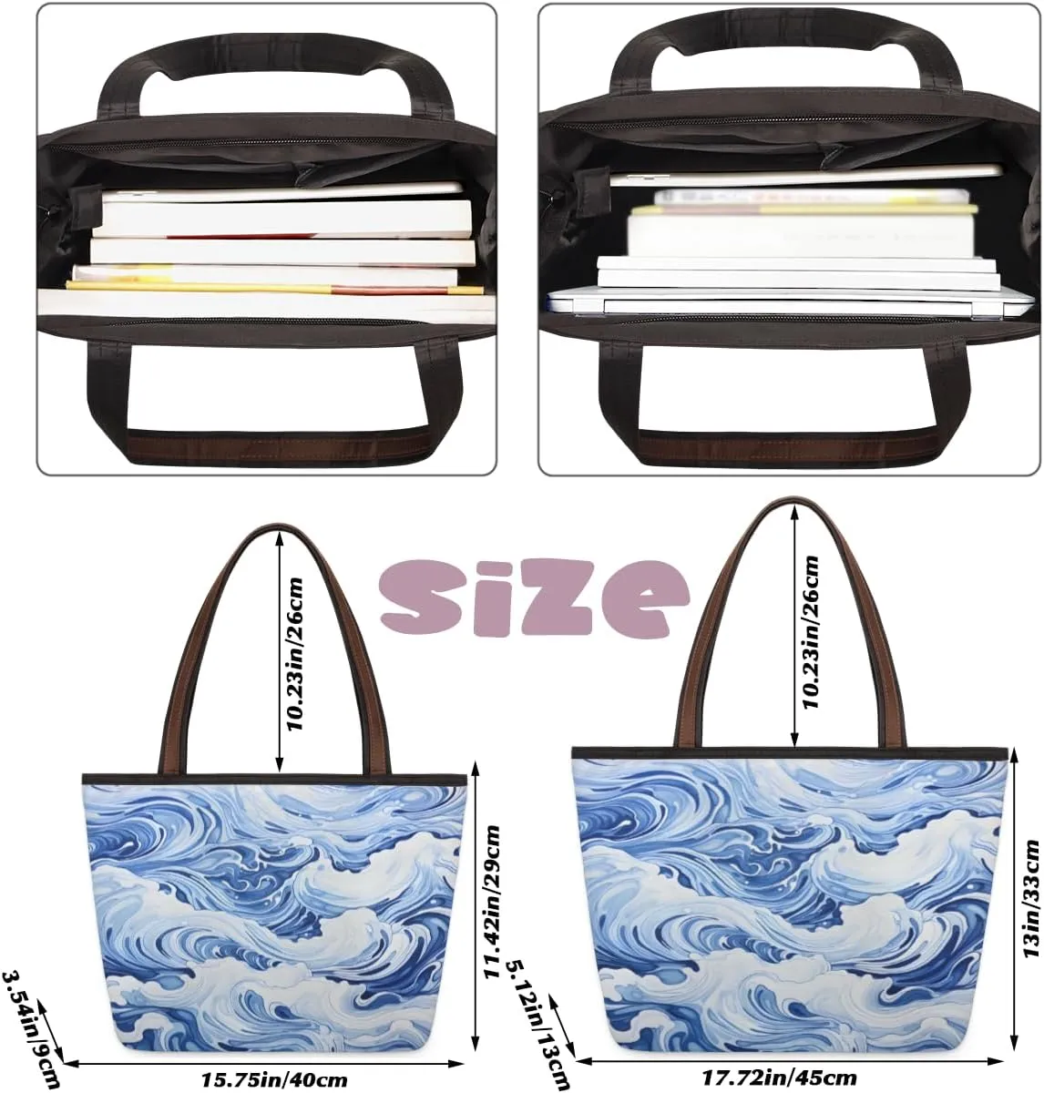 Tote Bag for Women with Zipper Large Capacity Top Handle Casual Shoulder Bag Handbag Reusable Shopping