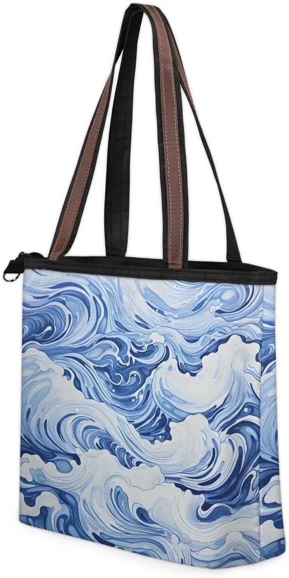 Tote Bag for Women with Zipper Large Capacity Top Handle Casual Shoulder Bag Handbag Reusable Shopping