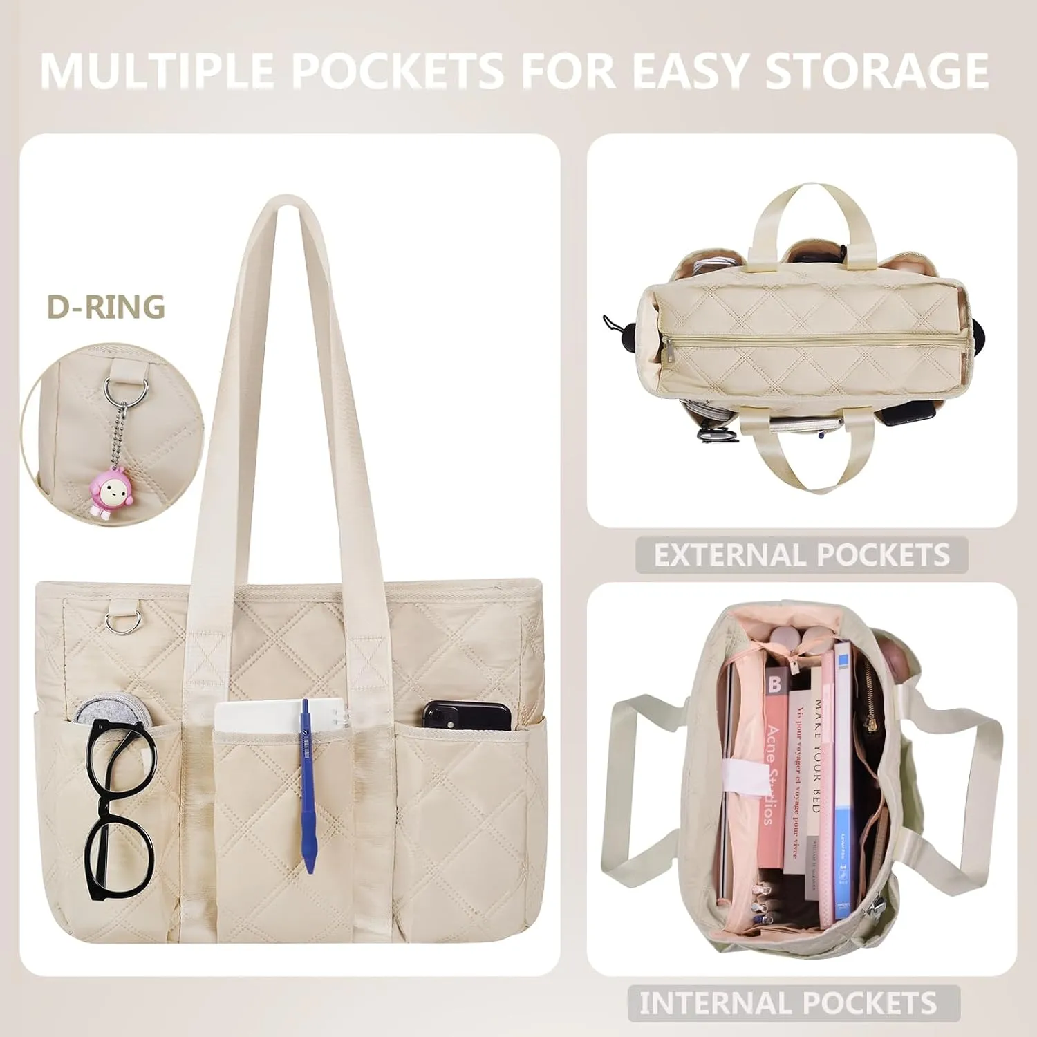 Tote Bag for Women with Zipper - Teacher, Nursing & Travel Weekender Work Bag
