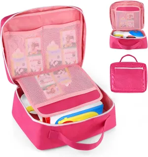 Toy Organizer Storage Bags for Little Tikes Story Dream Machine, Oxford Toy Bags Portable Organization Case with Separate Pockets for Little Tikes Story Dream Machine Books Starter Set(Rose Red)