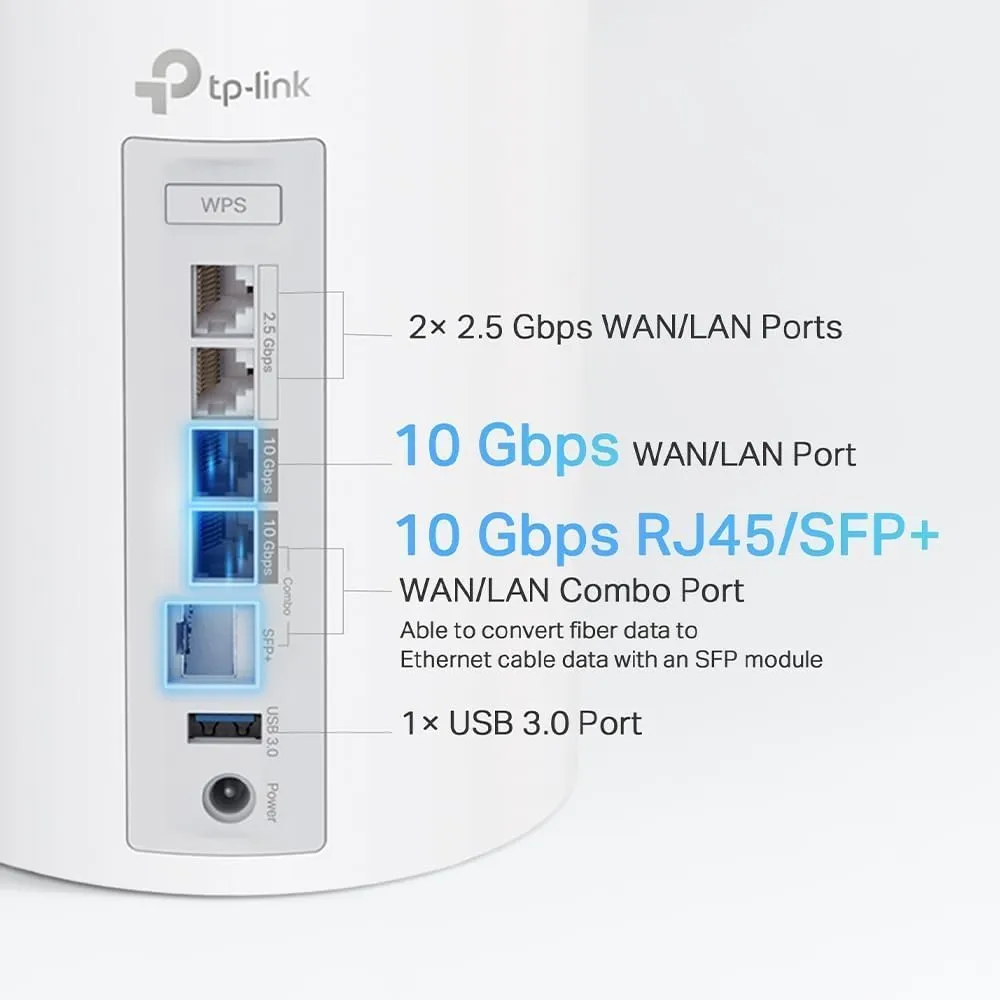 TP-Link Quad-Band WiFi 7 BE33000 Whole Home Mesh System (Deco BE95) - 16-Stream, 2X 10G   2X 2.5G Ports Wired Backhaul, 12x High-Gain Antennas, VPN, AI-Roaming, 4x4 MU-MIMO, HomeShield (1-Pack)