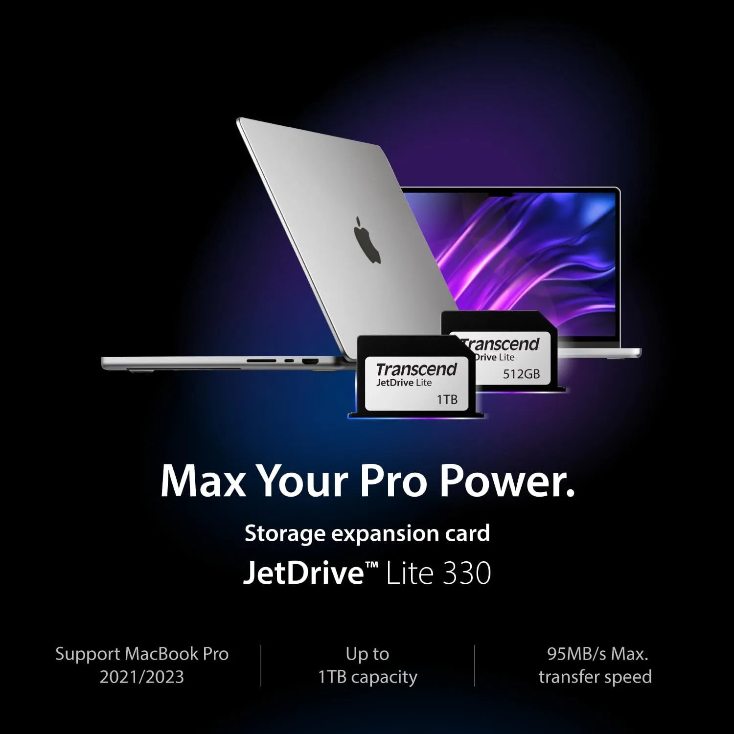 Transcend 1TB JDL330, Expansion Card for MacBook M4 Pro 2024, 2023, 2021, Lightweight Design, Up to 95 MB/s, JetDrive Lite 330 - TS1TJDL330