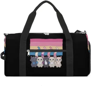 Transgender Pride Cat LGBT Trans Flag Gym Bag for Men Women Lightweight Duffel Bag Sports Workout Bag for Travel Yoga