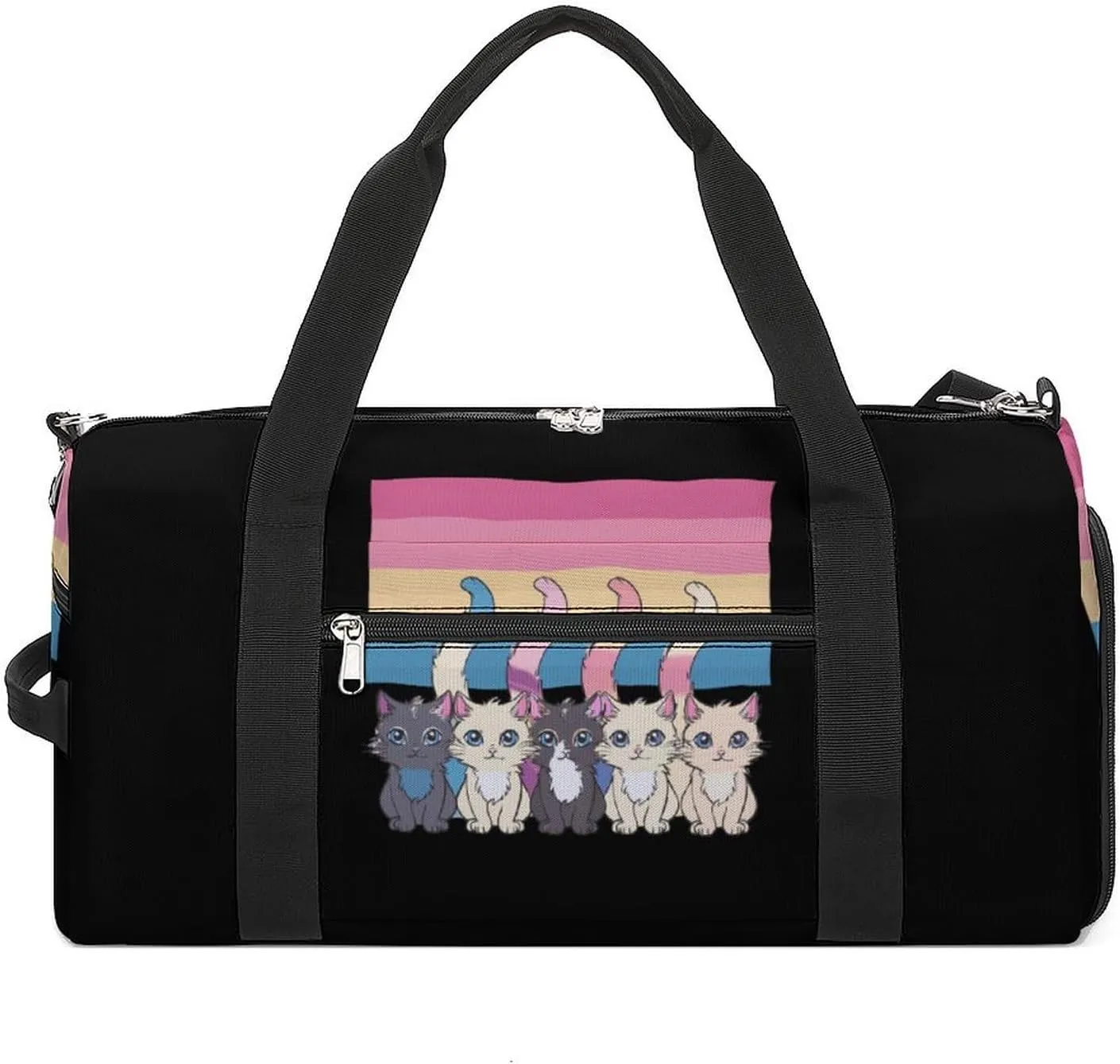 Transgender Pride Cat LGBT Trans Flag Gym Bag for Men Women Lightweight Duffel Bag Sports Workout Bag for Travel Yoga
