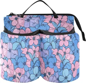 Travel Drink Holder Adjustable Multi-small Flowers Peach and Light Blue_3 Caddy Drink Holder Two Cup Holder for Suitcase Attachemt maleta de sombreros