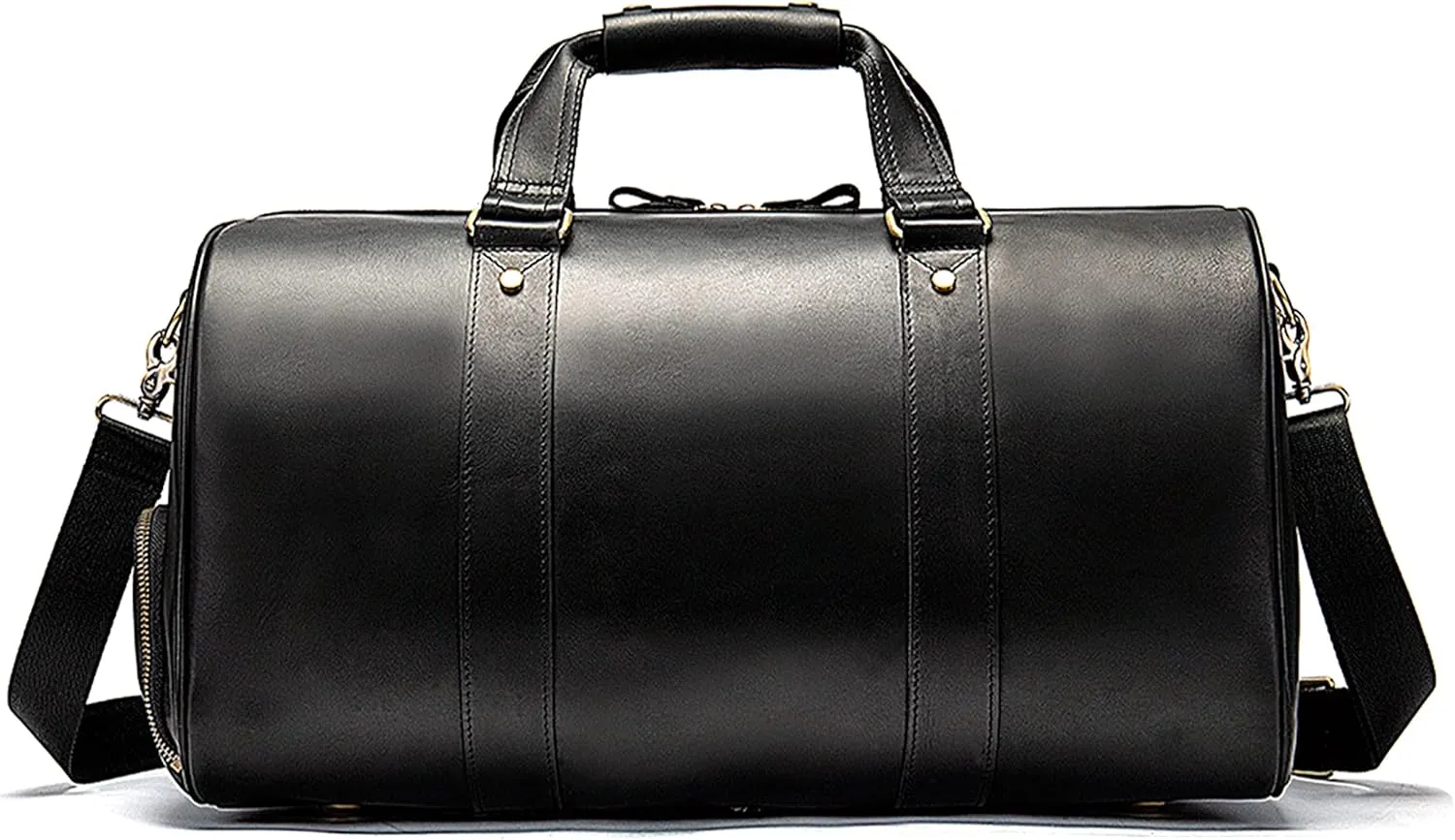 Travel Duffel Bag for Men, Crazy Horse Leather Overnight Weekender Bag Genuine Leather Handbag Crossbody Bags (Black)