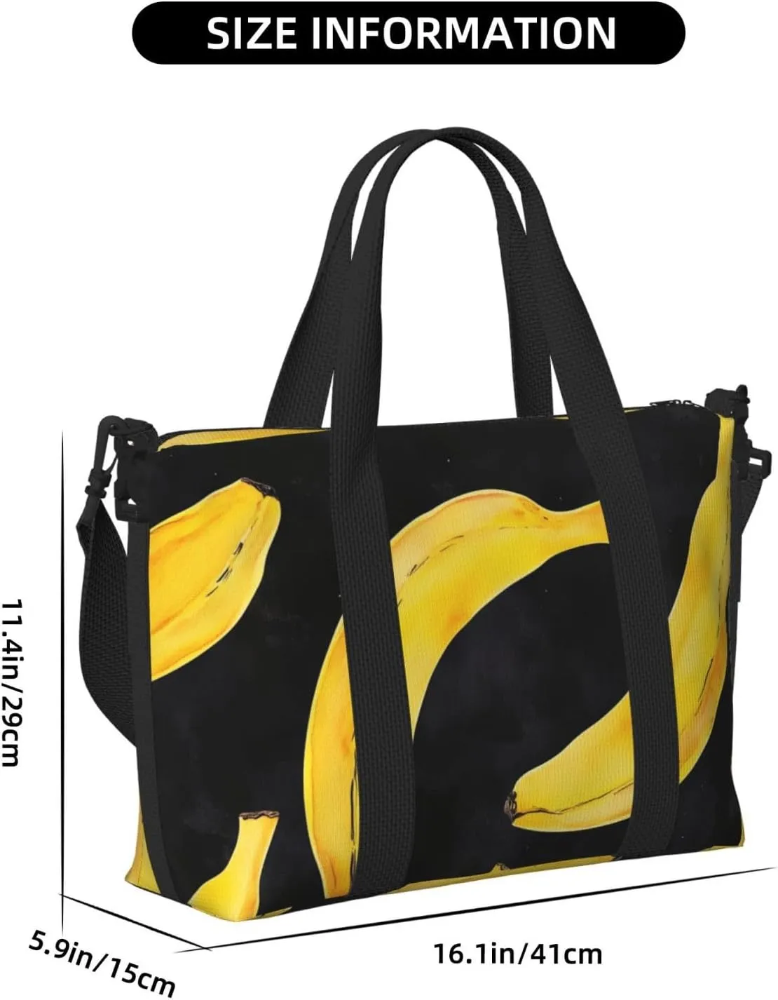 Travel Duffle Bag Banana Pattern Weekender Overnight Bags Luggage Bag for Women Men Waterproof Sports Gym Bag Hand Bag with Shoulder Strap