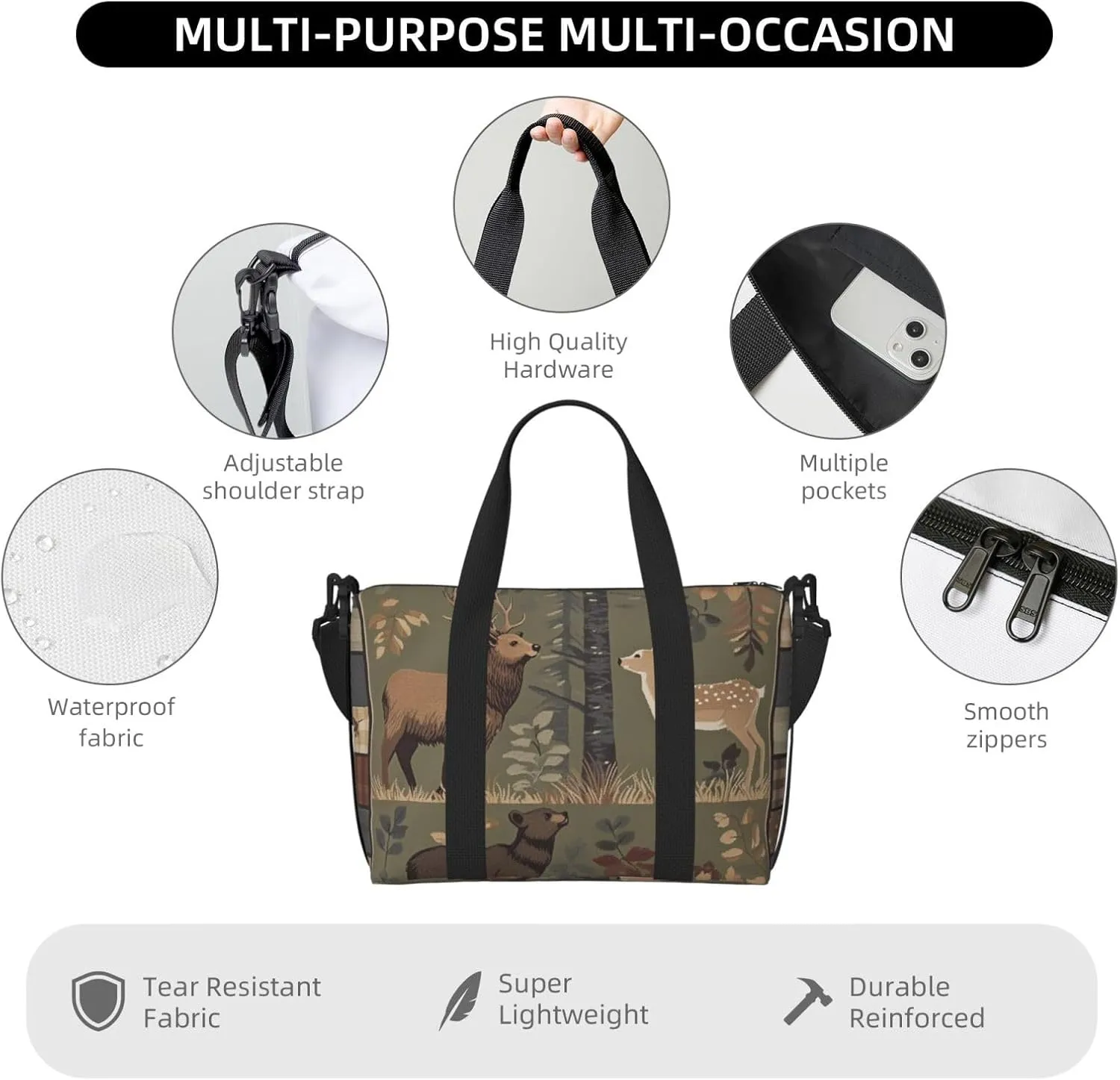 Travel Duffle Bag Farmhouse Beer Deer Weekender Overnight Bags Luggage Bag for Women Men Waterproof Sports Gym Bag Hand Bag with Shoulder Strap