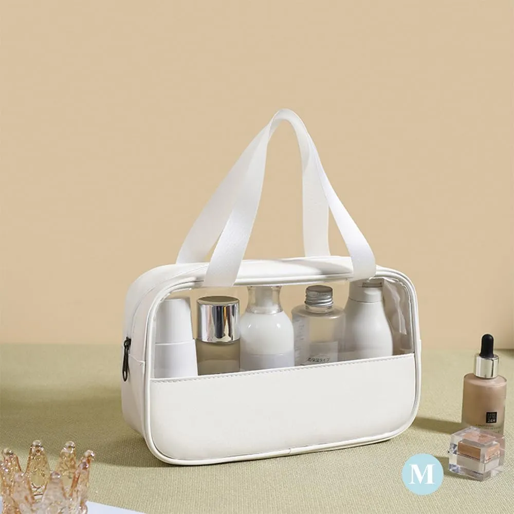 Travel Toiletry Bag, Clear Toiletry Bag Set of 3, Large Transparent Makeup Bag for Toiletries, Carry on Travel Organizer Bag (Solid White)