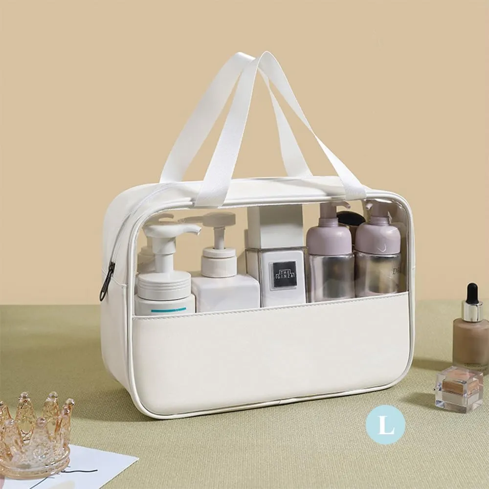 Travel Toiletry Bag, Clear Toiletry Bag Set of 3, Large Transparent Makeup Bag for Toiletries, Carry on Travel Organizer Bag (Solid White)