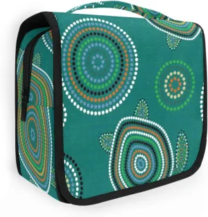 Travel Toiletry Bag Cosmetic Bag Australian Aboriginal Art Sea Turtles Portable Hanging Cosmetic Case Traveling With Leakproof Compartment Makeup Toiletries Cosmetic Organizer for Men Women