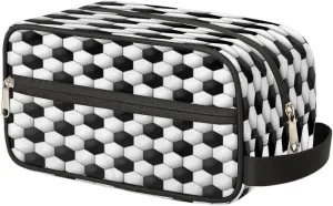 Travel Toiletry Bag for Kids Boys Men Women,Soccer Ball Pattern Waterproof Make up Bag for Travel, Shaving Bag Dopp Kit, Cosmetic Bag-Hangable Makeup Pouch, Men's Bathroom Bag