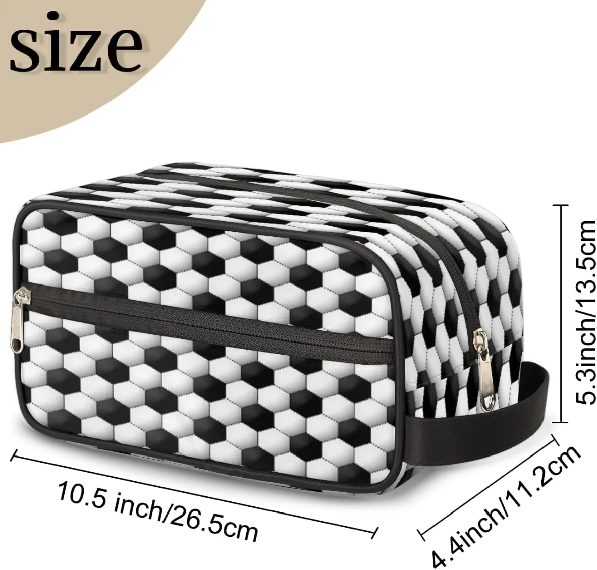 Travel Toiletry Bag for Kids Boys Men Women,Soccer Ball Pattern Waterproof Make up Bag for Travel, Shaving Bag Dopp Kit, Cosmetic Bag-Hangable Makeup Pouch, Men's Bathroom Bag