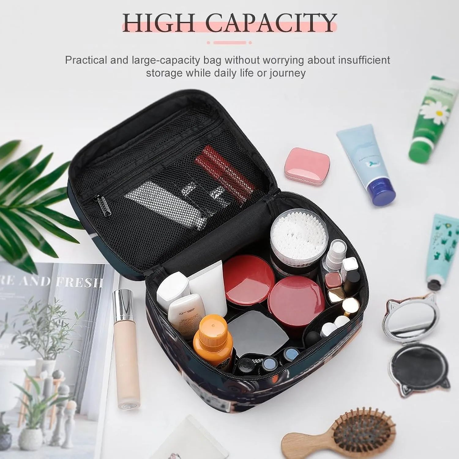 Travel Toiletry Bag for Women And Men,Recorder with Headphones Toiletry Organizer, Makeup Bag Travel Organizer for Shampoo,Toiletries