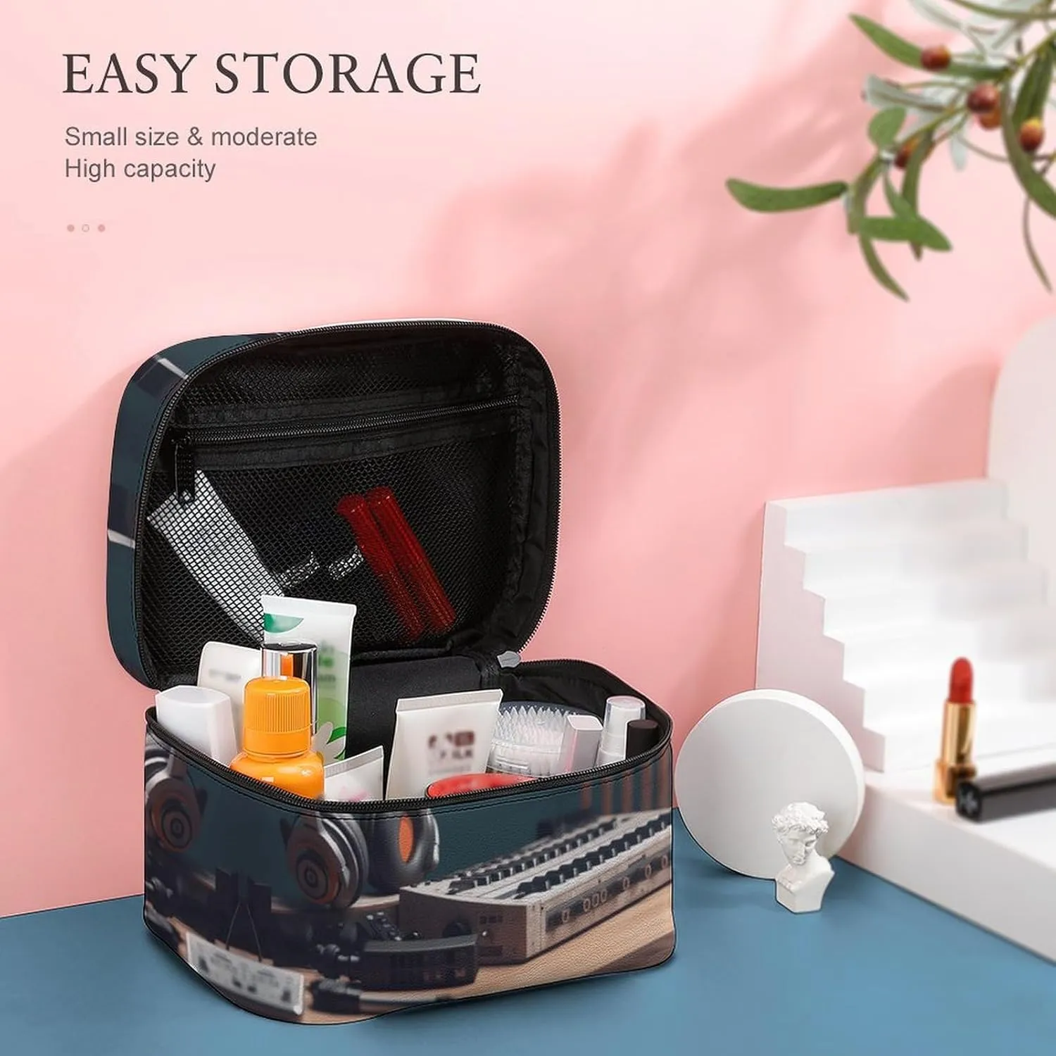 Travel Toiletry Bag for Women And Men,Recorder with Headphones Toiletry Organizer, Makeup Bag Travel Organizer for Shampoo,Toiletries