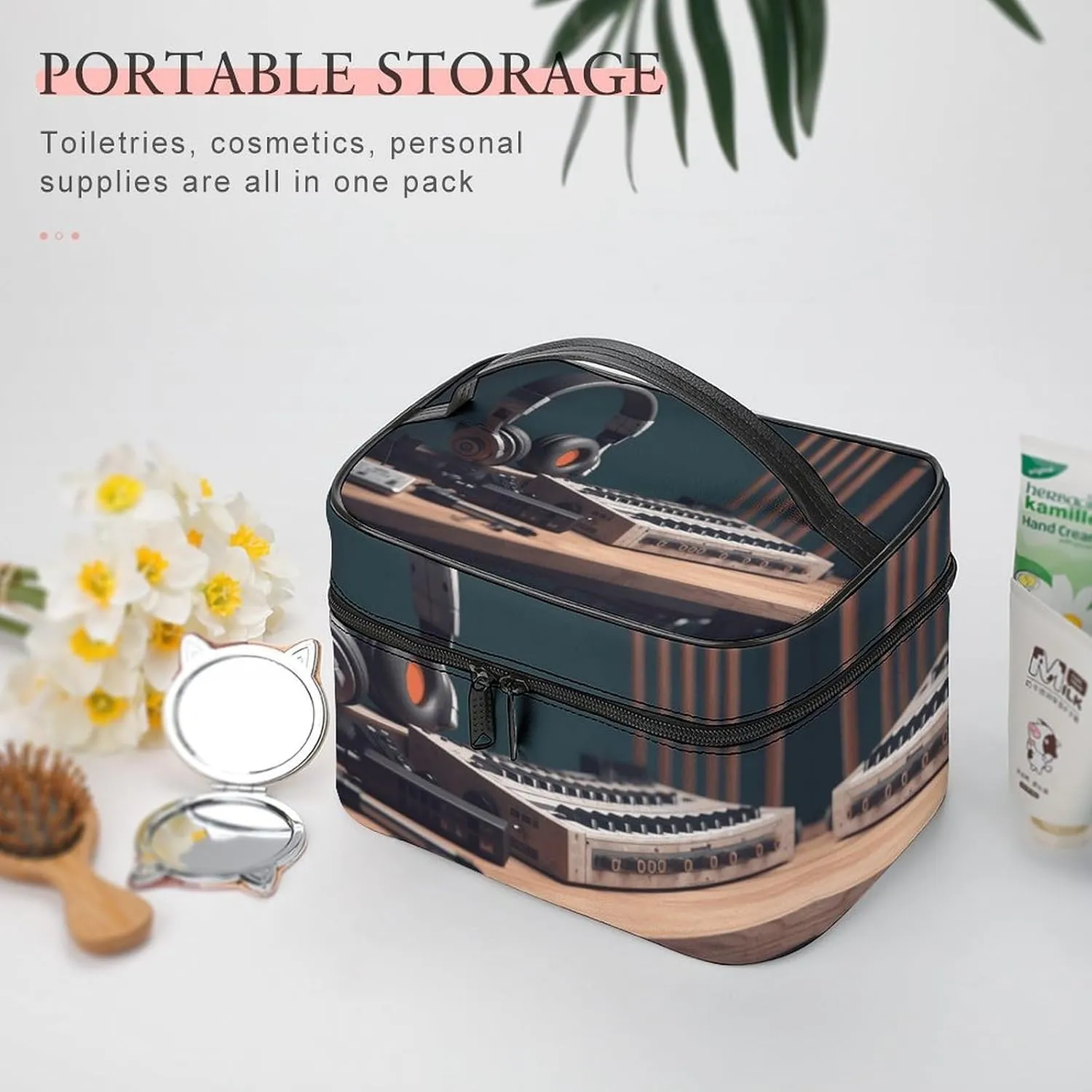 Travel Toiletry Bag for Women And Men,Recorder with Headphones Toiletry Organizer, Makeup Bag Travel Organizer for Shampoo,Toiletries