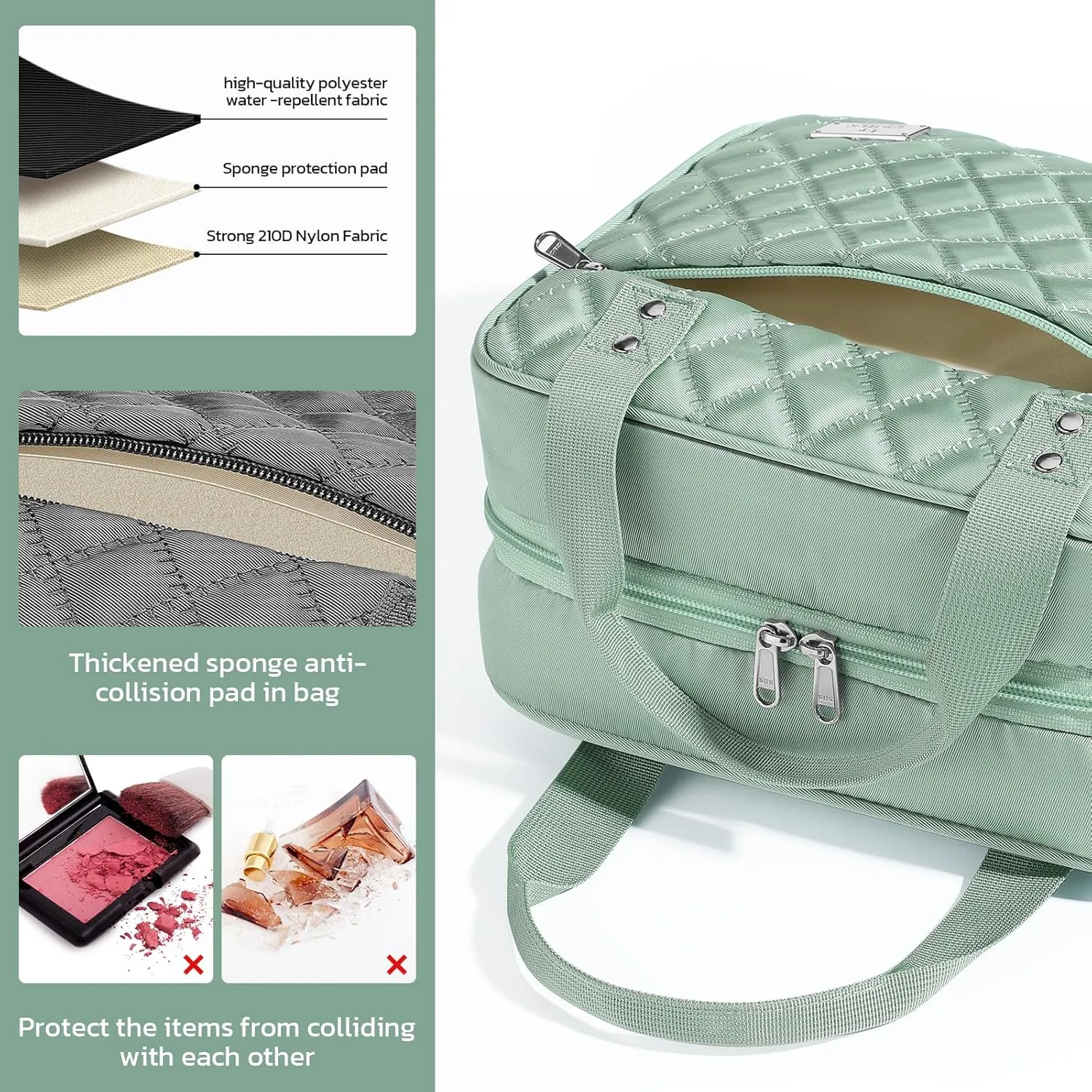 Travel Toiletry Bag for Women with Hanging Hook, Extra Large Travel Makeup Bag Organizer with Detachable Clear Bag, Suitable for Full-Sized Toiletries
