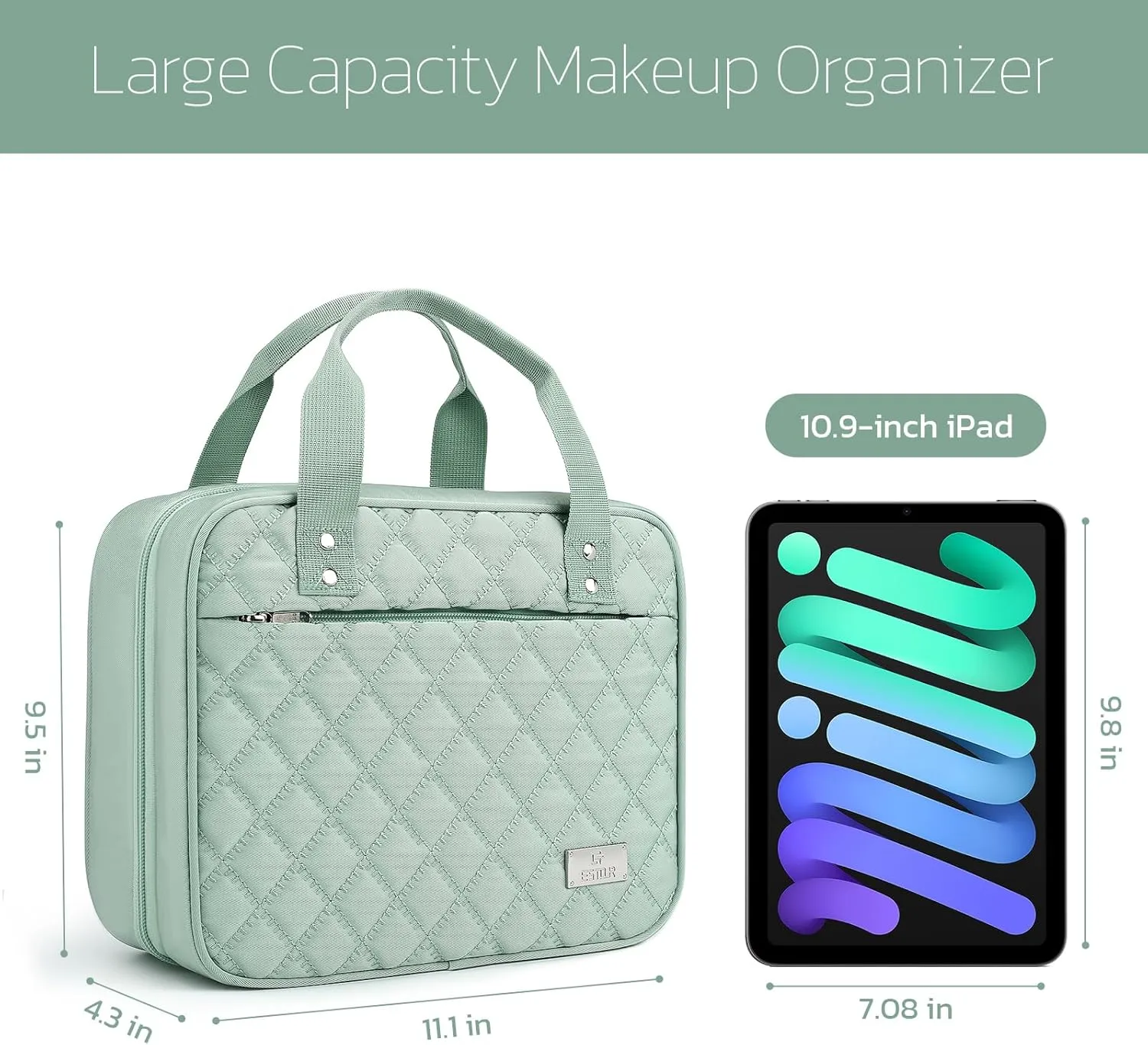 Travel Toiletry Bag for Women with Hanging Hook, Extra Large Travel Makeup Bag Organizer with Detachable Clear Bag, Suitable for Full-Sized Toiletries