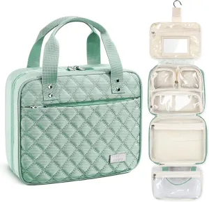 Travel Toiletry Bag for Women with Hanging Hook, Extra Large Travel Makeup Bag Organizer with Detachable Clear Bag, Suitable for Full-Sized Toiletries