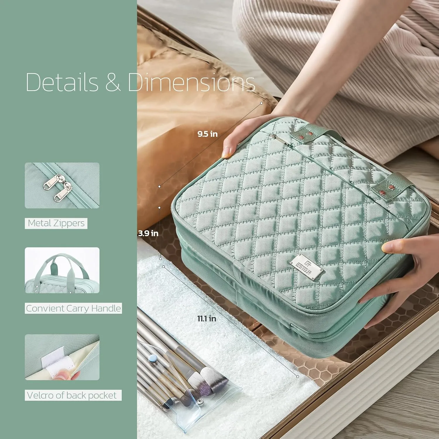 Travel Toiletry Bag for Women with Hanging Hook, Extra Large Travel Makeup Bag Organizer with Detachable Clear Bag, Suitable for Full-Sized Toiletries