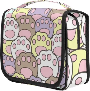 Travel Toiletry Bag for Women with Hanging Hook, Waterproof Makeup Cosmetic Bag Organizer Toiletries Bag for Travel Size Container,Accessories,Shampoo,Brushes Tools (Cat Paw)