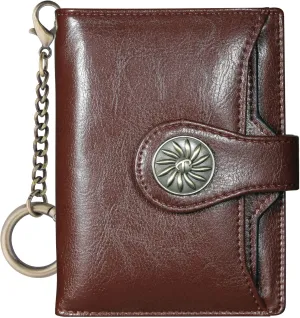 Travelambo Small Womens Wallet with 2 ID Windows, RFID Blocking Bifold Leather Card Holder Purse with Zipper Coin Pocket
