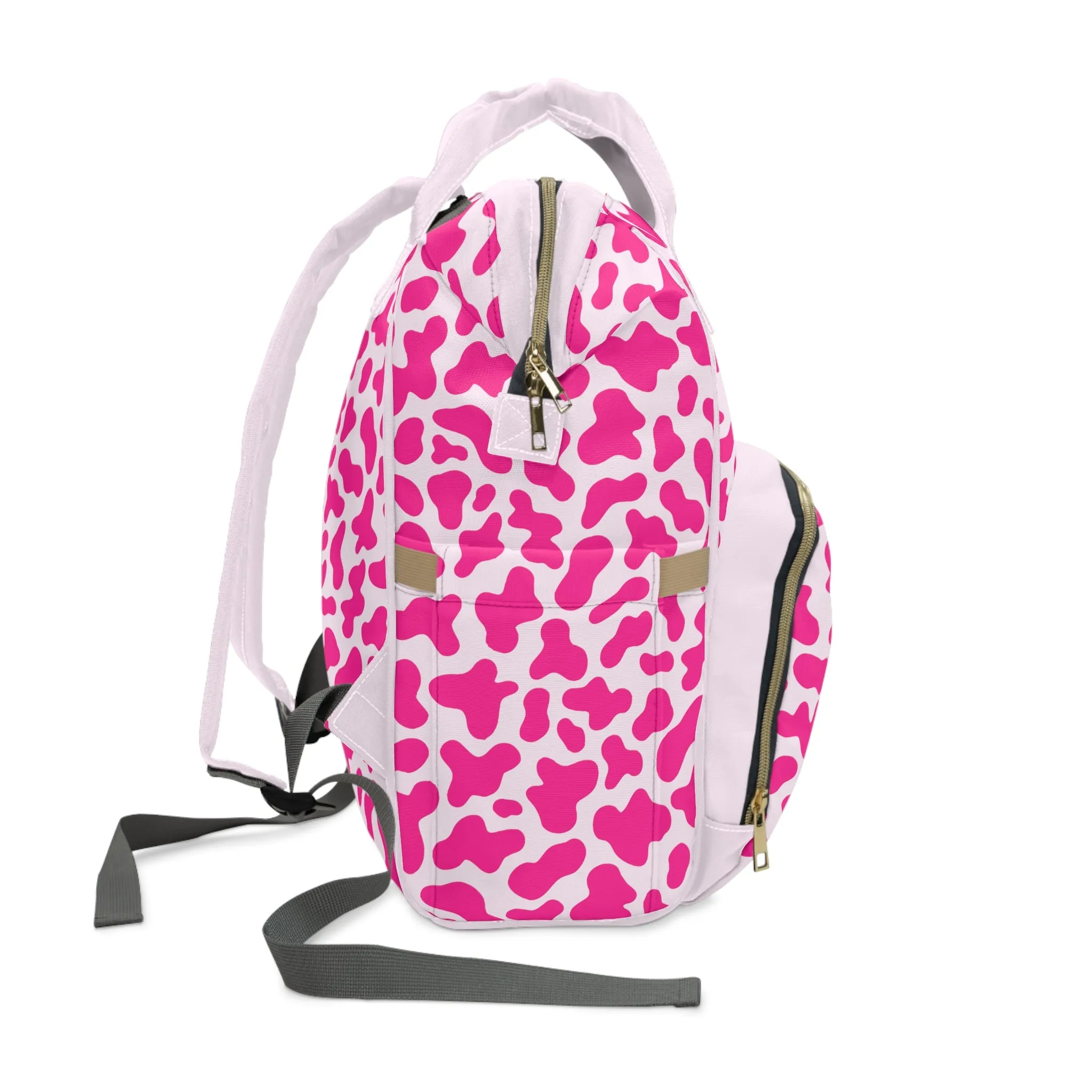 Trendy Cow Print Diaper Backpack - Durable Baby Bag with Unique Cow Pattern, Spacious Nappy Bag for Fashion-Forward Parents