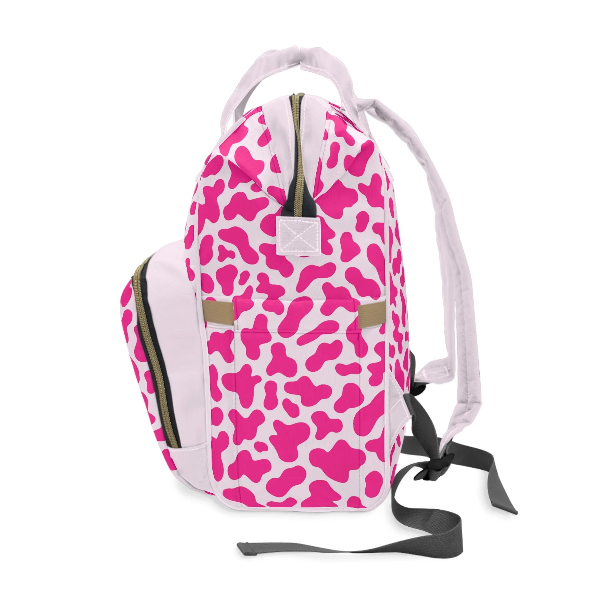 Trendy Cow Print Diaper Backpack - Durable Baby Bag with Unique Cow Pattern, Spacious Nappy Bag for Fashion-Forward Parents