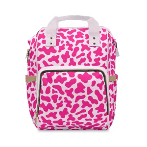 Trendy Cow Print Diaper Backpack - Durable Baby Bag with Unique Cow Pattern, Spacious Nappy Bag for Fashion-Forward Parents